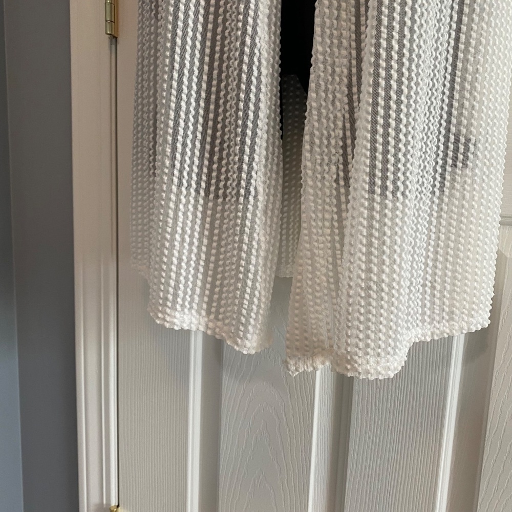 BUY 2 ITEMS & GET 1 FREE: Moccine White Semi Sheer Long Cardigan Sz L - Picture 4 of 9